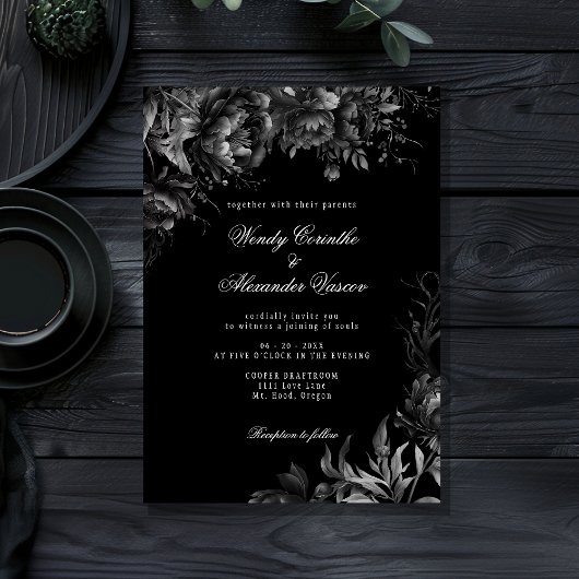 Invitation Mariage noir gothique classique
