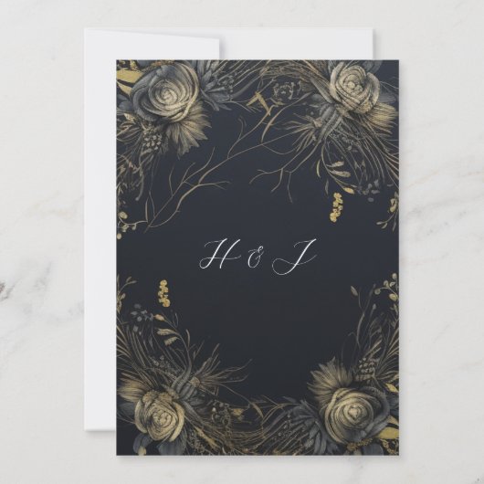 Invitation Mariage noir gothique d'Halloween (Dos)