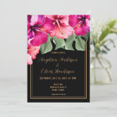 Invitation Mariage noir Hibiscus (Debout devant)