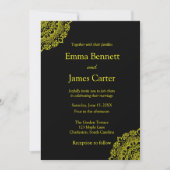 Invitation mariage noir mandala or (Devant)