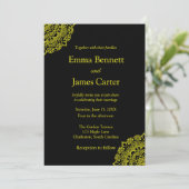 Invitation mariage noir mandala or (Debout devant)