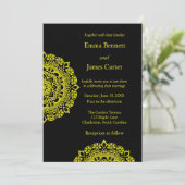 Invitation mariage noir mandala or (Debout devant)