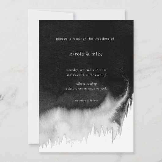 Invitation Mariage noir minimal Abstrait moderne (Devant)