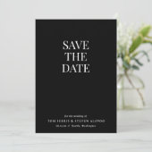 Invitation Mariage noir minimal Enregistrer la date (Debout devant)
