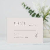 Invitation Mariage noir minimaliste Feuille rose RSVP Invitat (Debout devant)
