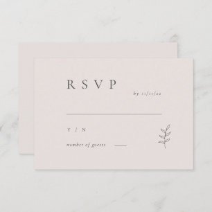 Invitation Mariage noir minimaliste Feuille rose RSVP Invitat