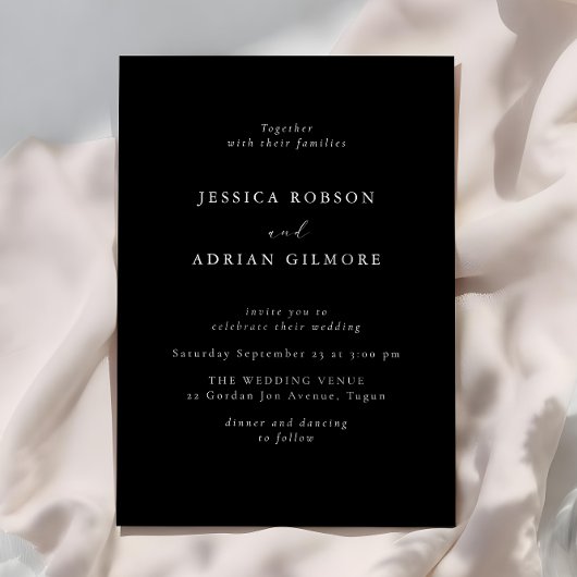 Invitation Mariage noir minimaliste moderne