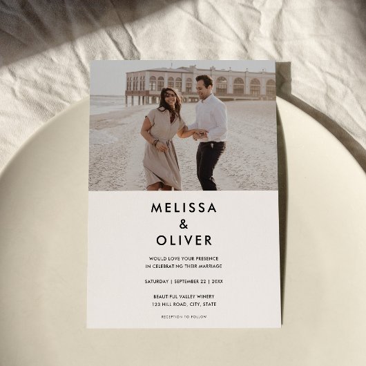 Invitation Mariage noir minimaliste moderne