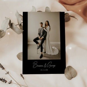 Invitation Mariage noir moderne Elopement photo & Réception