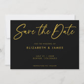 Invitation Mariage Noir Moderne Enregistrer La Date Invitatio (Devant)