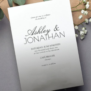 Invitation Mariage noir moderne gras et minimaliste