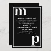 Invitation Mariage noir Monogram élégant et tendance (Devant / Derrière)
