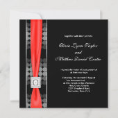 Invitation Mariage noir noir blanc noir (Devant)