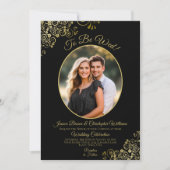 Invitation Mariage Noir & Or Code QR & Photo de Mariage (Devant)