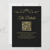 Invitation Mariage Noir & Or Code QR & Photo de Mariage (Dos)