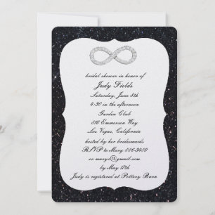 Invitation Mariage Noir Paillettes Diamant Infini
