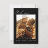 Invitation Mariage noir photo minimaliste (Devant)