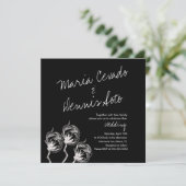 Invitation Mariage noir Plante en coton botanique (Debout devant)
