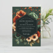 Invitation Mariage Noir Poppy Émeraude (Debout devant)