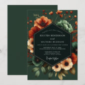 Invitation Mariage Noir Poppy Émeraude (Devant / Derrière)