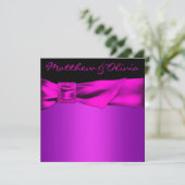 Invitation Mariage noir rose chaud (Debout devant)