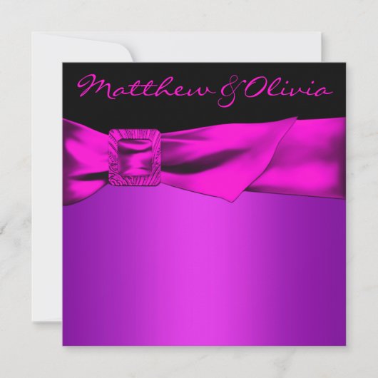 Invitation Mariage noir rose chaud (Devant)