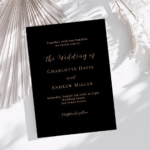 Invitation Mariage noir rose or classique formel moderne