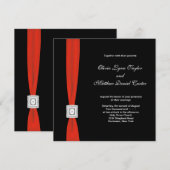 Invitation Mariage Noir Rouge Arc Rouge Noir (Devant / Derrière)