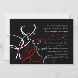 Invitation Mariage noir rouge blanc Buck and Doe in Love