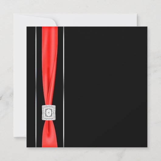 Invitation Mariage noir rouge moderne (Dos)