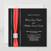 Invitation Mariage noir rouge moderne (Devant)