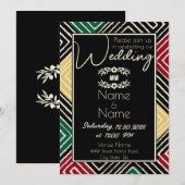 Invitation Mariage noir rouge tribal africain (Devant / Derrière)