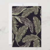 Invitation Mariage Noir Script Vert de Sauge Feuillage Tropic (Dos)