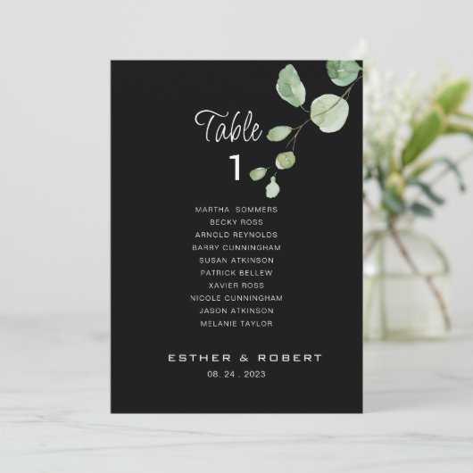 Invitation Mariage noir Tableau numéro 1 Tableau de sièges (Debout devant)