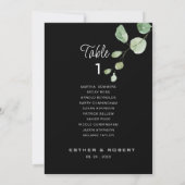 Invitation Mariage noir Tableau numéro 1 Tableau de sièges (Dos)