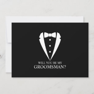 Invitation Mariage noir Tuxedo Suit Groomsman Proposition