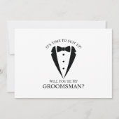 Invitation Mariage noir Tuxedo Suit Groomsman Proposition (Devant)