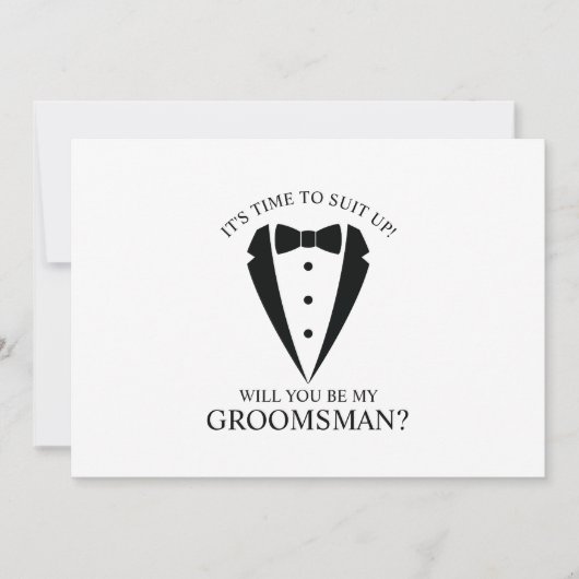Invitation Mariage noir Tuxedo Suit Groomsman Proposition (Devant)