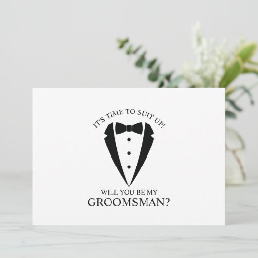 Invitation Mariage noir Tuxedo Suit Groomsman Proposition (Debout devant)