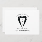 Invitation Mariage noir Tuxedo Suit Groomsman Proposition (Devant / Derrière)