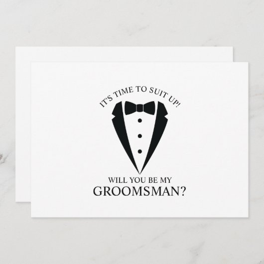 Invitation Mariage noir Tuxedo Suit Groomsman Proposition (Devant / Derrière)