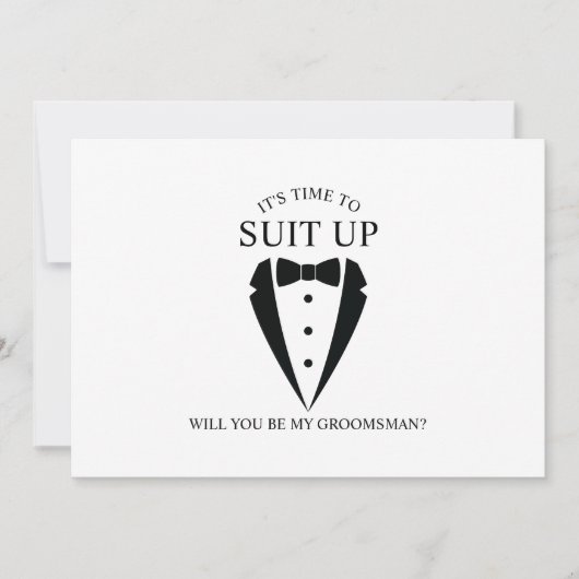 Invitation Mariage noir Tuxedo Suit Groomsman Proposition (Devant)