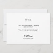 Invitation Mariage noir Tuxedo Suit Groomsman Proposition (Dos)