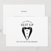 Invitation Mariage noir Tuxedo Suit Groomsman Proposition (Devant / Derrière)