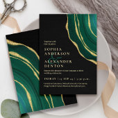 Invitation Mariage noir vert Lux agate