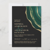 Invitation Mariage noir vert Lux agate (Devant)