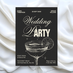 Invitation Mariage noir vintage cocktail party