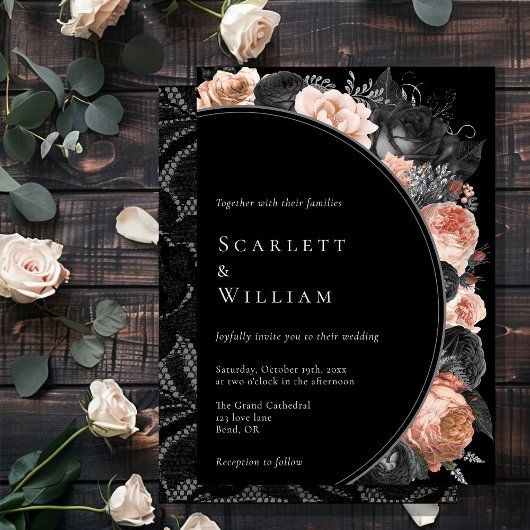 Invitation Mariage noir Vintage gothique