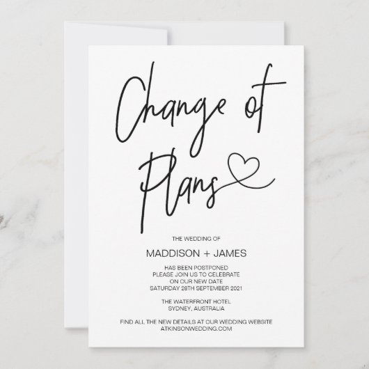 Invitation Mariage Notes reportées Changement de régime Fianç (Devant)