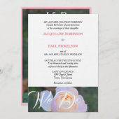 Invitation Mariage Nous faisons Monogram Pastel Rose (Devant / Derrière)